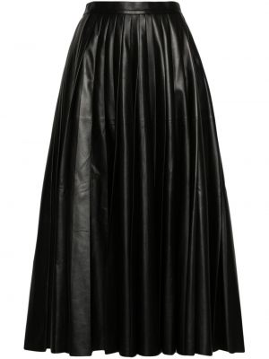 Плисирана кожена пола Fabiana Filippi черно