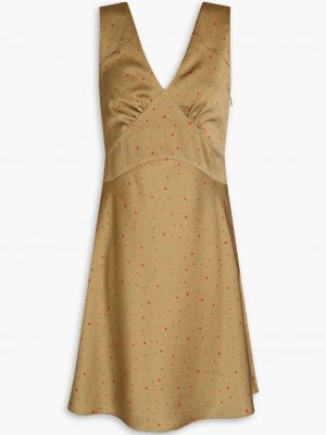 Атласное платье мини с принтом Victoria Beckham бежевое
