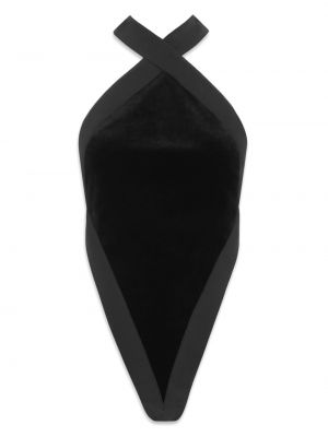 Body de mătase fără mâneci Saint Laurent negru