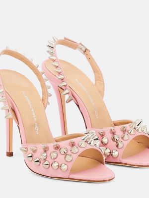 Kožené sandále Alessandra Rich ružová