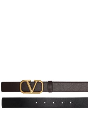 Cinturón de cuero con hebilla Valentino Garavani dorado