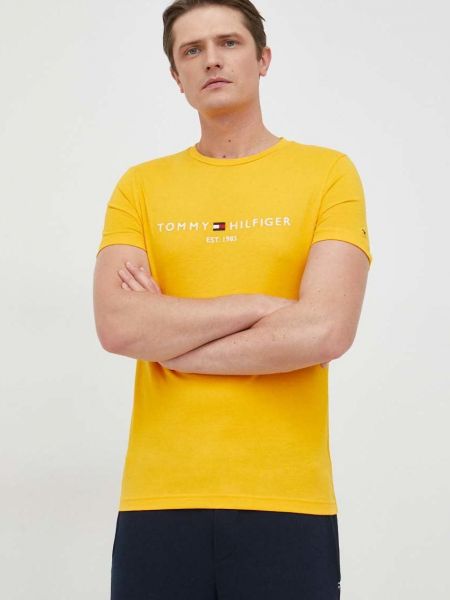 Pamučna majica Tommy Hilfiger narančasta