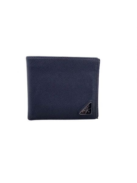 Mały portfel skórzany retro Prada Vintage niebieski