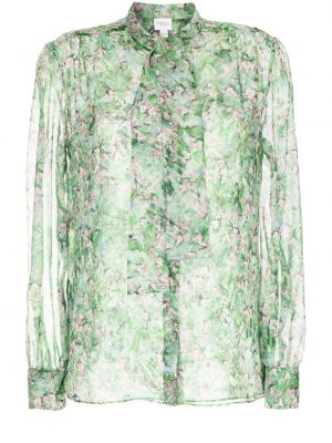Копринена блуза на цветя с принт Giambattista Valli зелено