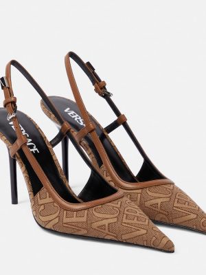 Pantofi cu toc slingback Versace maro