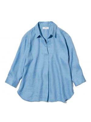 Льняная рубашка Uniqlo голубая