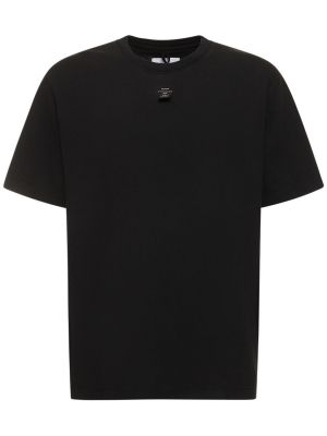 Памучна тениска бродирана Doublet черно