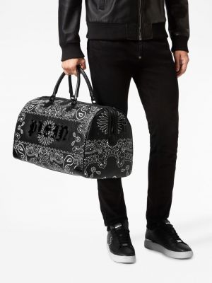 Kožená shopper kabelka s potiskem Philipp Plein černá