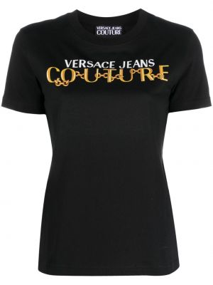 Tričko s potiskem Versace Jeans Couture černé