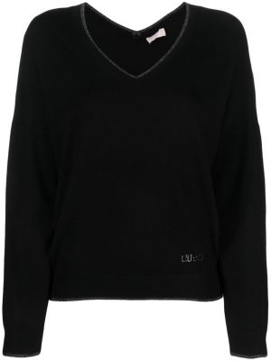 Пуловер с v-образно деколте Liu Jo черно