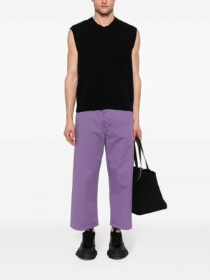 Rovné kalhoty s výšivkou Société Anonyme fialové