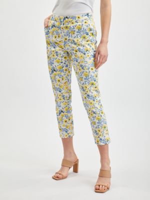 Květinové bavlněné kalhoty s kapsami Orsay