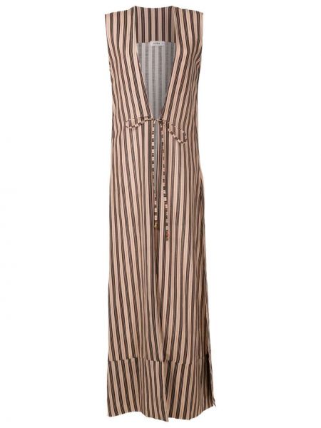 Sukienka długa w paski z nadrukiem Amir Slama brązowa