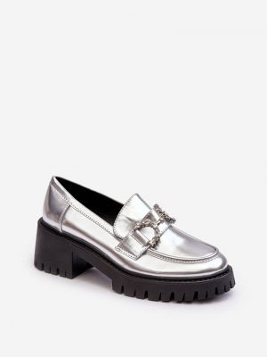 Серебряные кожаные резиновые сапоги на каблуке на высоком каблуке Kesi