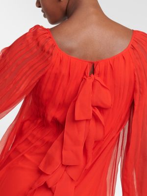 Rochie lunga de mătase plisată Chloã© roșu