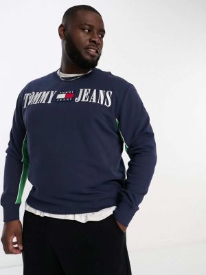 Темно-синий свитшот с логотипом и полосками Tommy Jeans Big & Tall