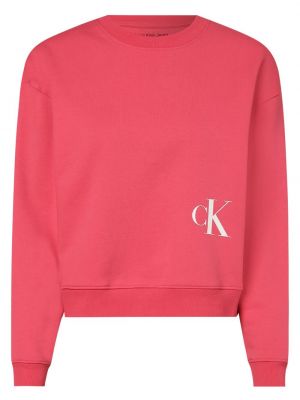 Calvin Klein Jeans - Damska bluza nierozpinana, wyrazisty róż| - Biały