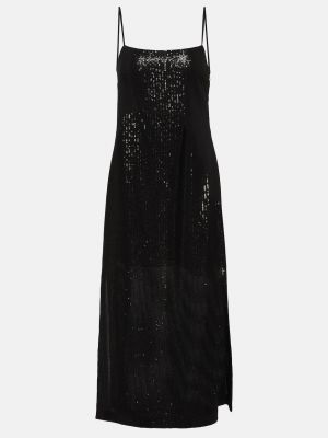 Длинное платье с пайетками Max Mara черное