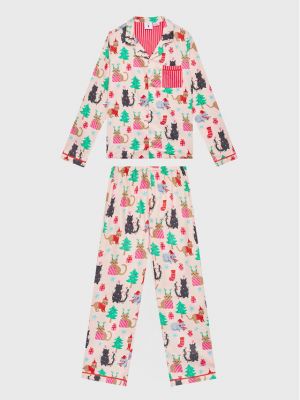 Памучна пижама Cotton On розово