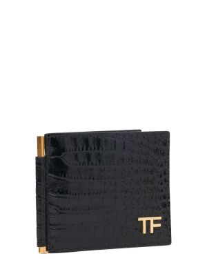 Kožni novčanik s printom Tom Ford crna