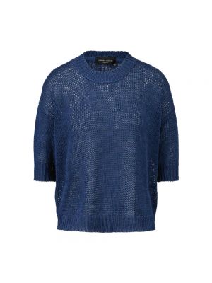 Dzianinowy sweter oversize Roberto Collina niebieski