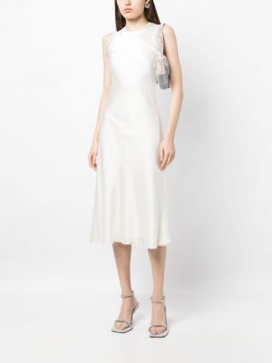 Biała jedwabna sukienka koktajlowa bez rękawów Cynthia Rowley