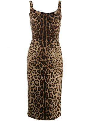 Robe de soirée ajusté à imprimé à imprimé léopard Dolce & Gabbana