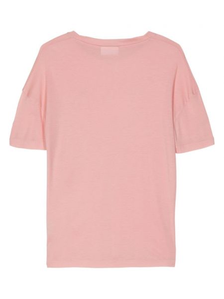 Tričko s výšivkou z lyocellu Lacoste růžové