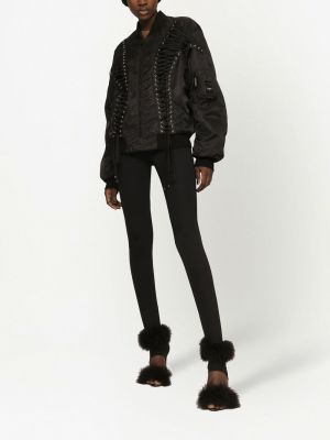 Mežģīņu bomber jaka ar šņorēm Dolce & Gabbana melns