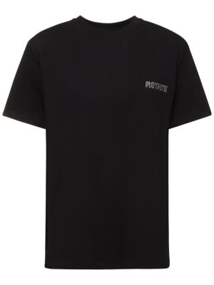 Памучна тениска Rotate черно