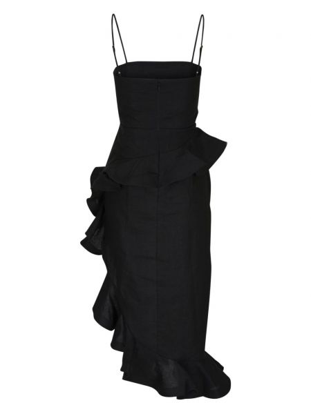 Sukienka koktajlowa z falbankami Zimmermann czarna