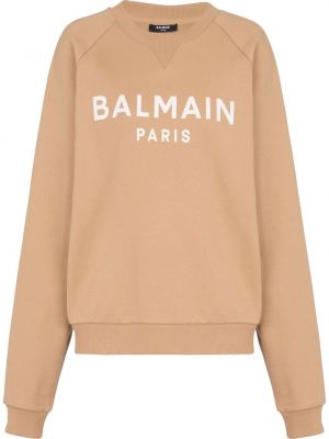 Trykt bomull sweatshirt Balmain brun