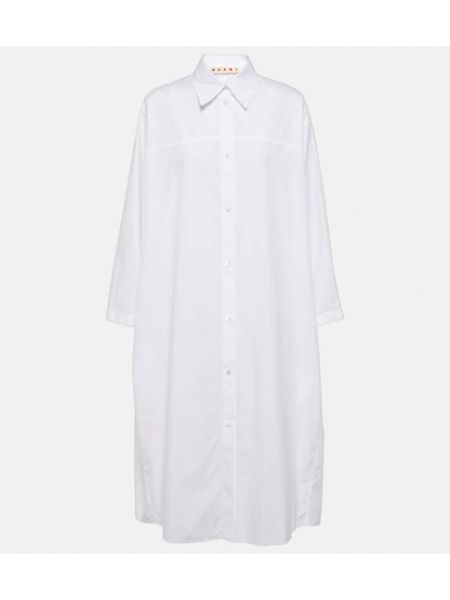Βαμβακερή μίντι φόρεμα Marni λευκό