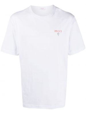 Памучна тениска с принт Pucci бяло
