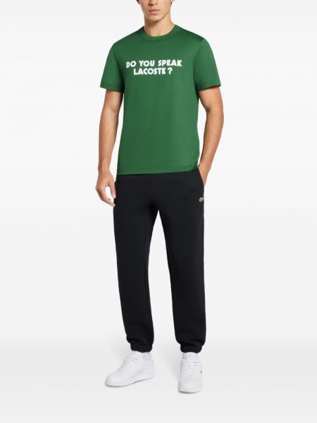 Bavlněné tričko s potiskem Lacoste zelené