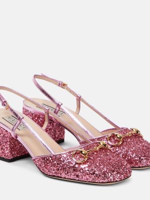 Pantofi cu toc slingback Gucci roz