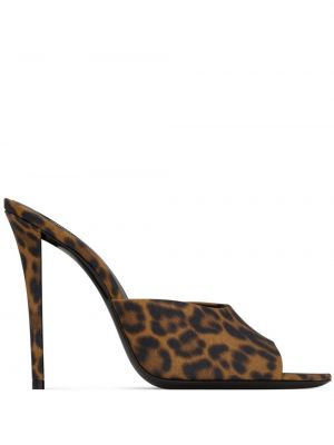 Papuci tip mules cu imagine cu model leopard Saint Laurent