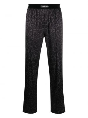 Pantaloni de mătase cu imagine cu model leopard Tom Ford