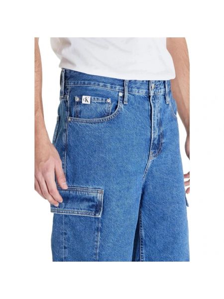 Vaqueros con cremallera de algodón Calvin Klein Jeans azul