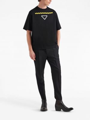 T-shirt aus baumwoll mit print Prada schwarz