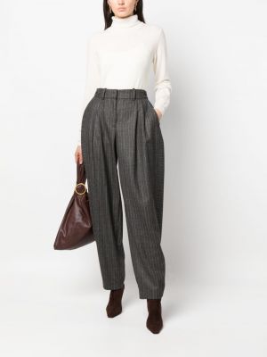 Plisované pruhované kalhoty relaxed fit Stella Mccartney šedé