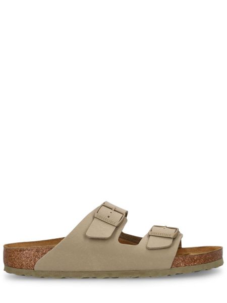 Kožené sandály z imitace kůže Birkenstock khaki
