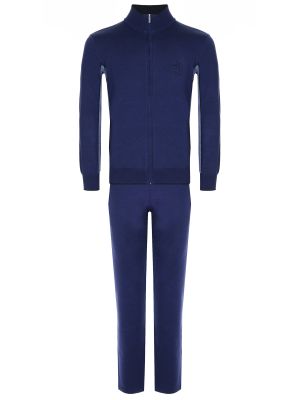 Хлопковый шерстяной костюм Bertolo Luxury Menswear синий