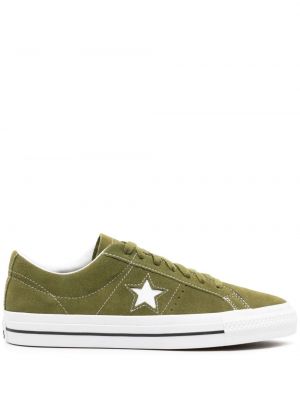 Sneakerși din piele de căprioară cu stele Converse One Star verde