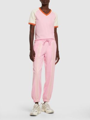 V yaka tişört Adidas Originals pembe