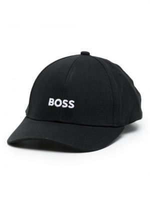 Haftowana czapka z daszkiem bawełniana Boss czarna