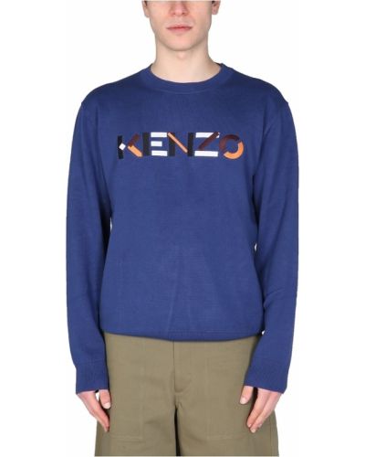 Sweter z haftem Kenzo, niebieski