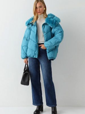 Утепленная демисезонная куртка Calin Doux голубая