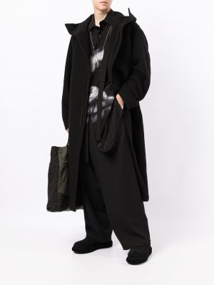 Płaszcz z kapturem oversize Yohji Yamamoto czarny