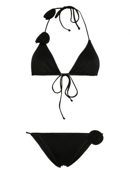 Bikini à fleurs avec applique La Reveche noir